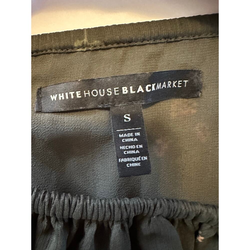 White House Black Market Women's Blouse Top Small Off Shoulder Olive Green - Picture 7 of 8